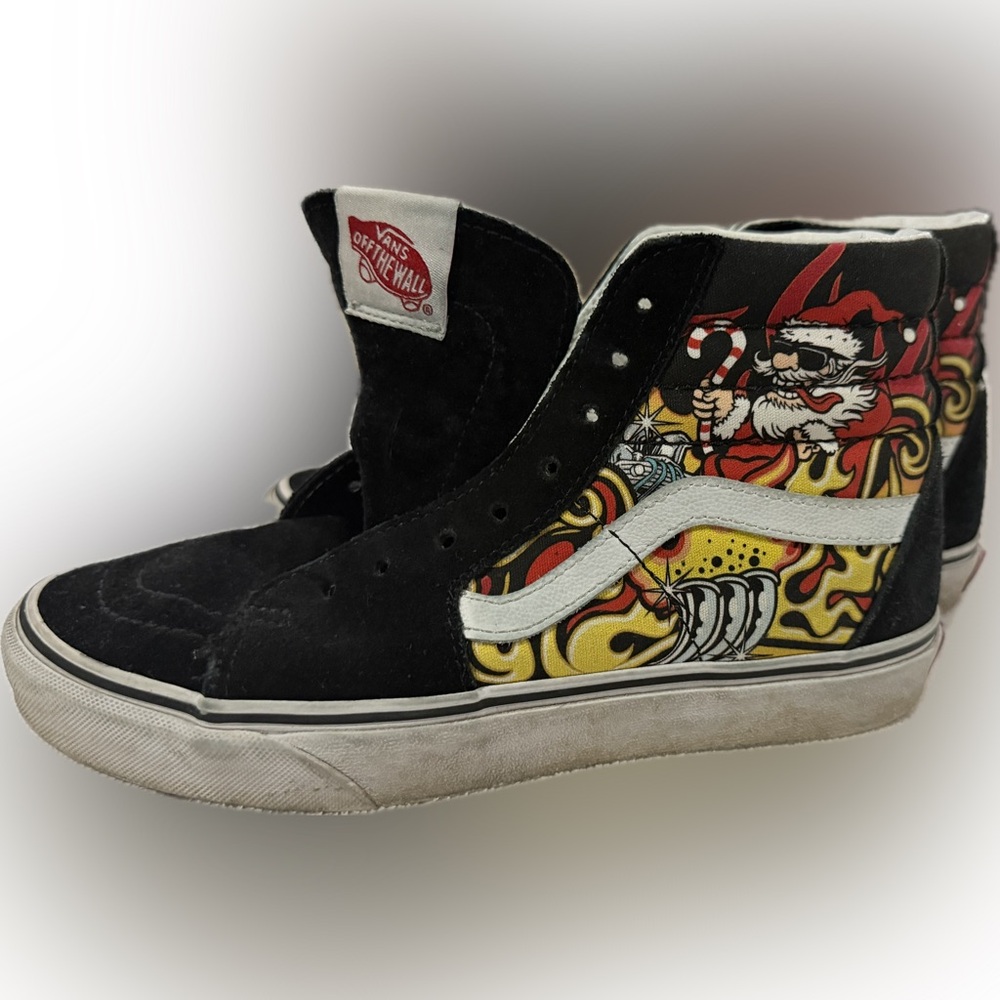 Vans Black and Yellow Graphic High-Tops ( No Laces)